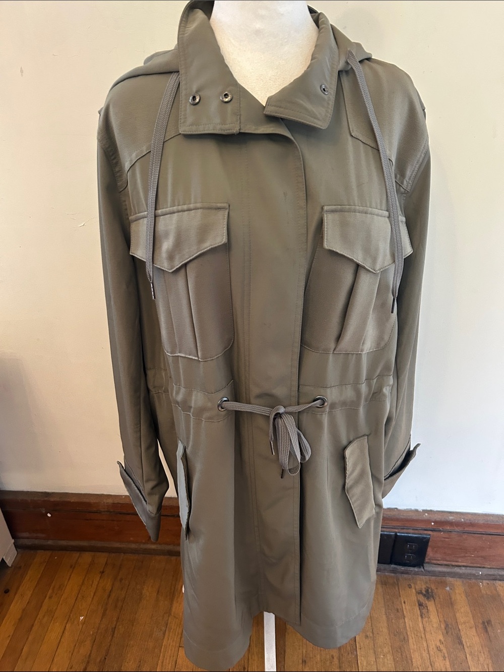 Simply Vera Vera Wang Olive Utility Hooded Anorak Jacket Size XL EUC
